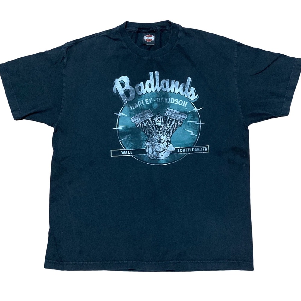 Harley-Davidson Badlands South Dakota Graphic T-Shirt Black Mens XL Vintage
